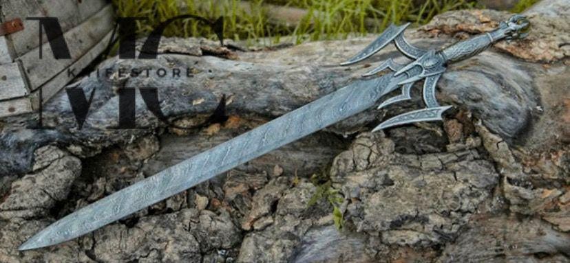 Hand Forged Damascus steel Viking Sword Ready Sword With Sheath 36”