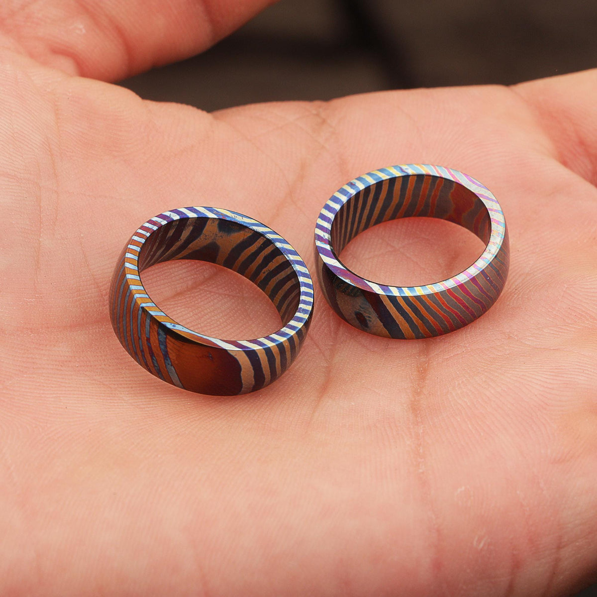 Handmade Steel Inlay timascus Couple Wedding Ring Set engagement anniversary