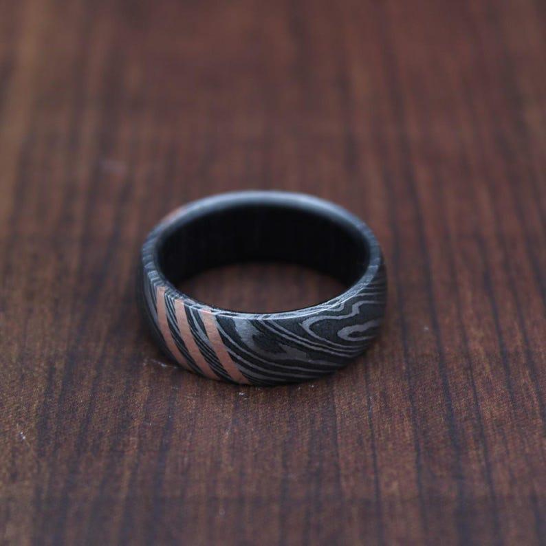 Handmade Damascus Steel Wedding Ring:Christmas gift,birthday gift