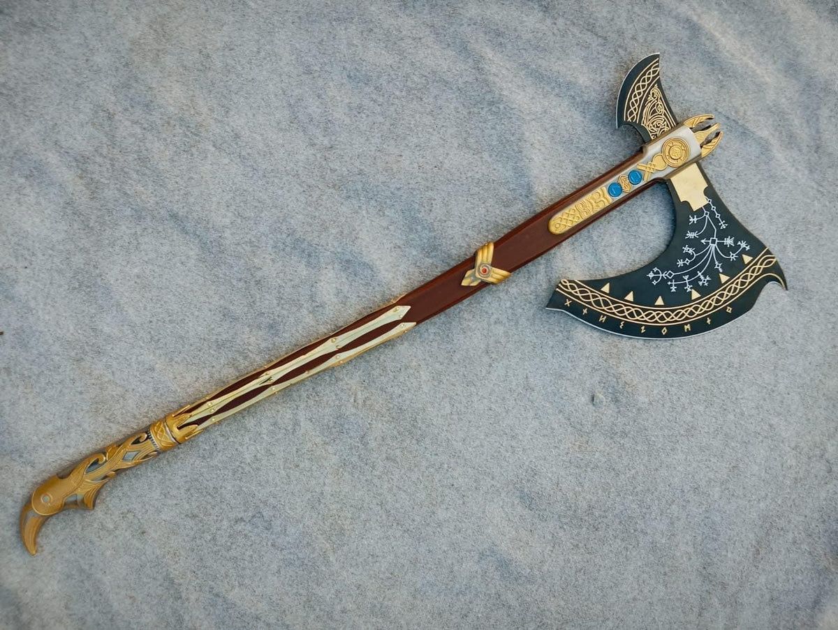 God of War Axe Replica, Leviathan Inspired Norse Axe, God of War Cosplay, Groomsmen Gift for Husband, Birthday Gift for Dad Christmas Gift