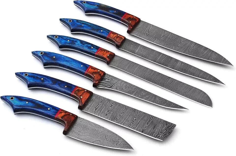 Damascus kitchen knives set