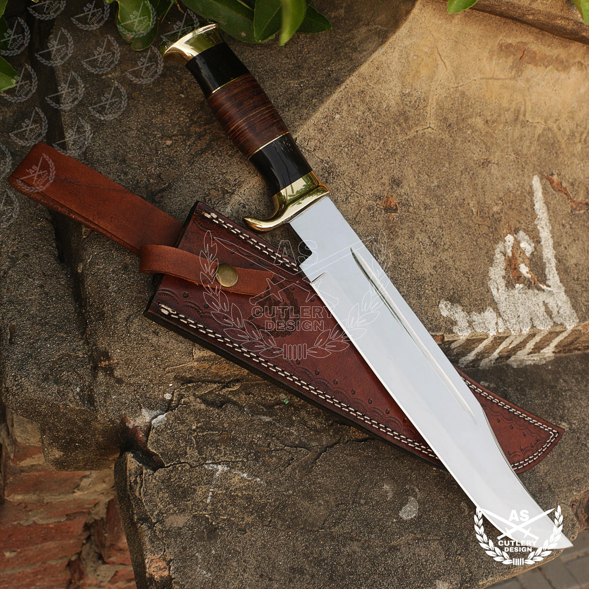 Custom Handmade D2 18" Hunting Crocodile Dundee High Polish Survival Bowie Knife
