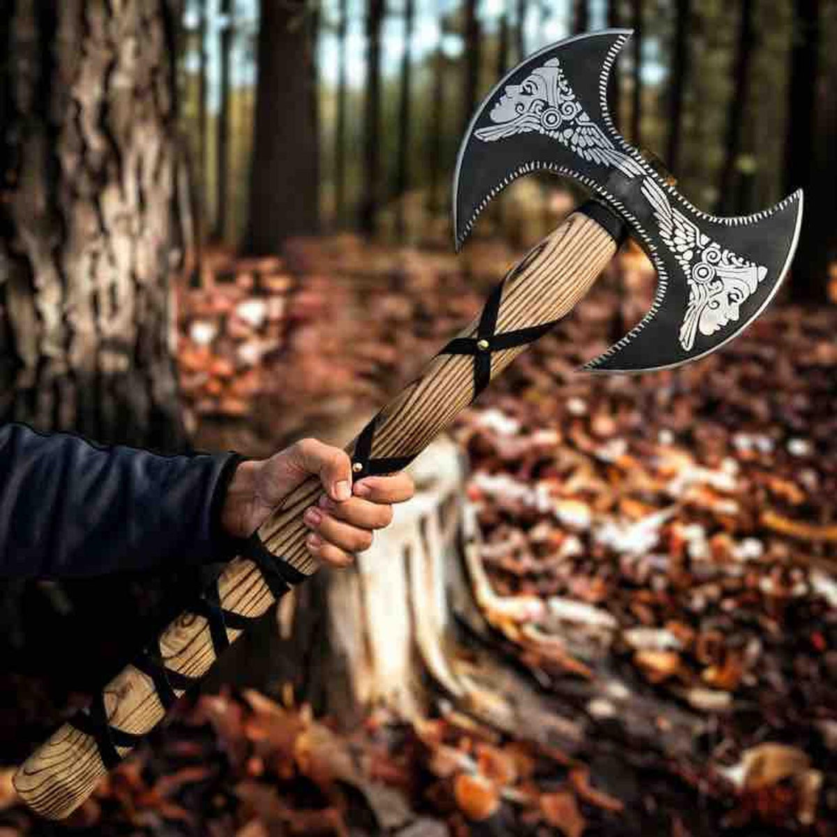 Double Headed Viking Axe , Battle Ready Axe , Handmade Valhalla Axe , Camping Axe . best Axe For Outdoors,Christmas Gift 22”