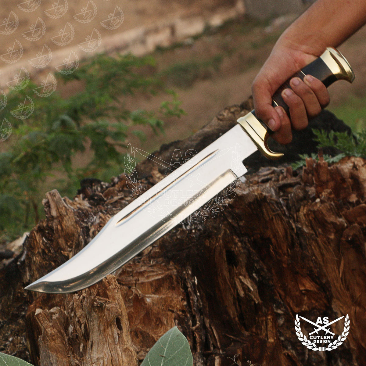Custom Handmade D2 18" Hunting Crocodile Dundee High Polish Bowie Knife