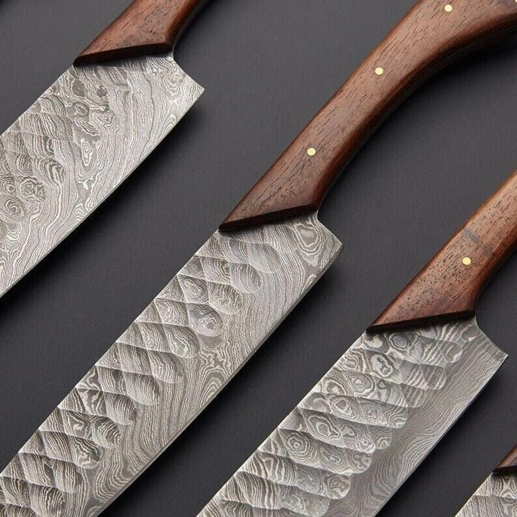 Custom Handmade 5pcs Damascus Kitchen Knife Set | Forged Chef Collection