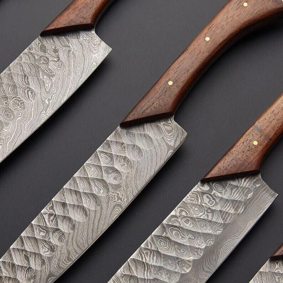 Custom Handmade 5pcs Damascus Kitchen Knife Set | Forged Chef Collection