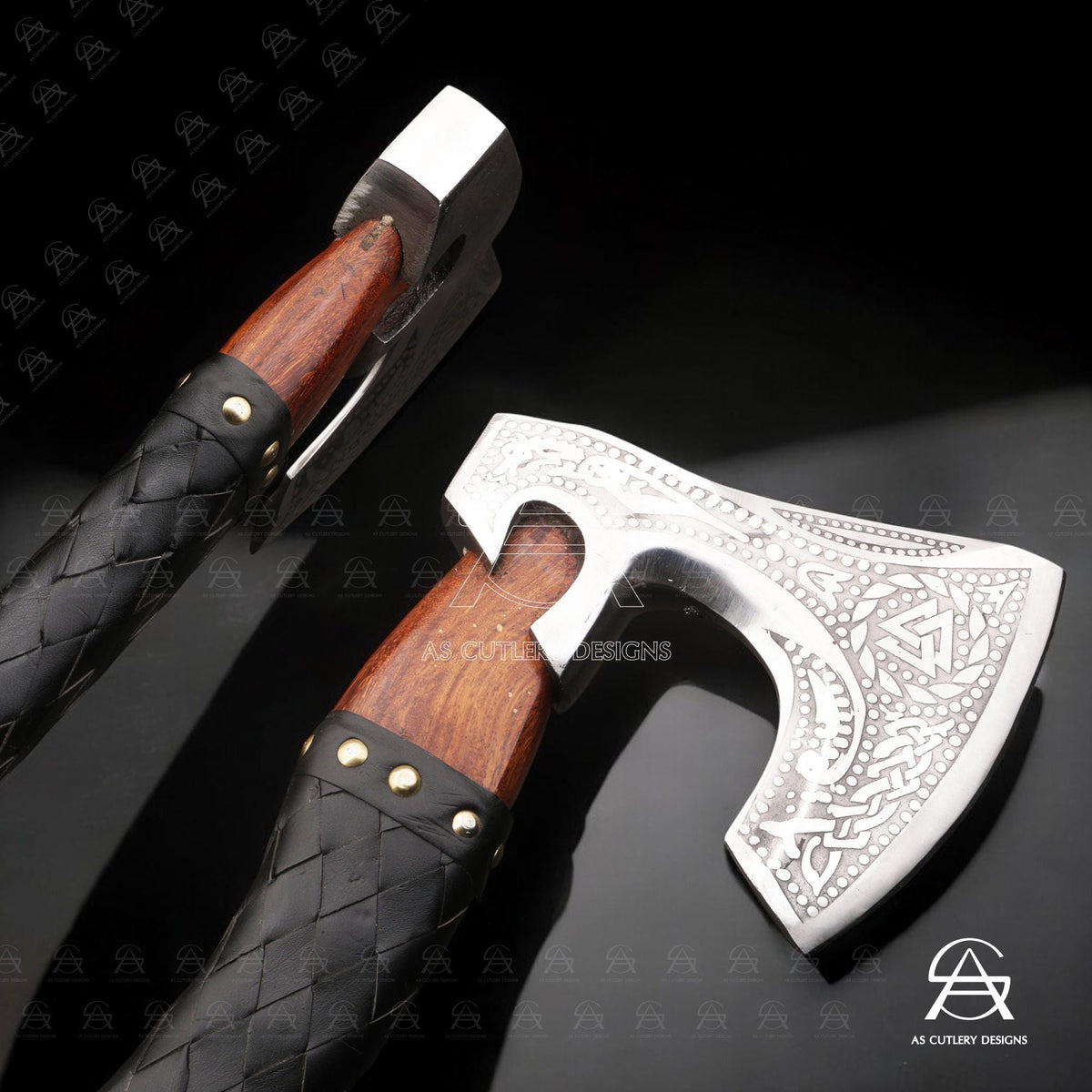 Hand-Forged Viking Axe | 17.5" High Carbon Steel Head | Rosewood Handle with Leather Sheath