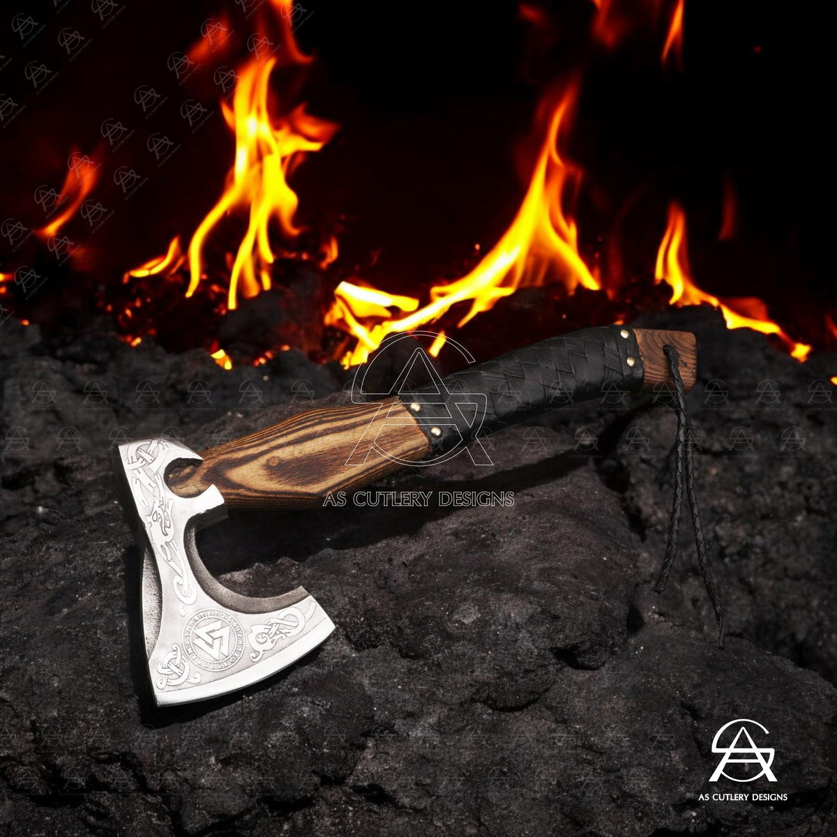 Hand Forged Viking Axe 18” High Carbon Steel Ash Wood Handle with Leather Sheath