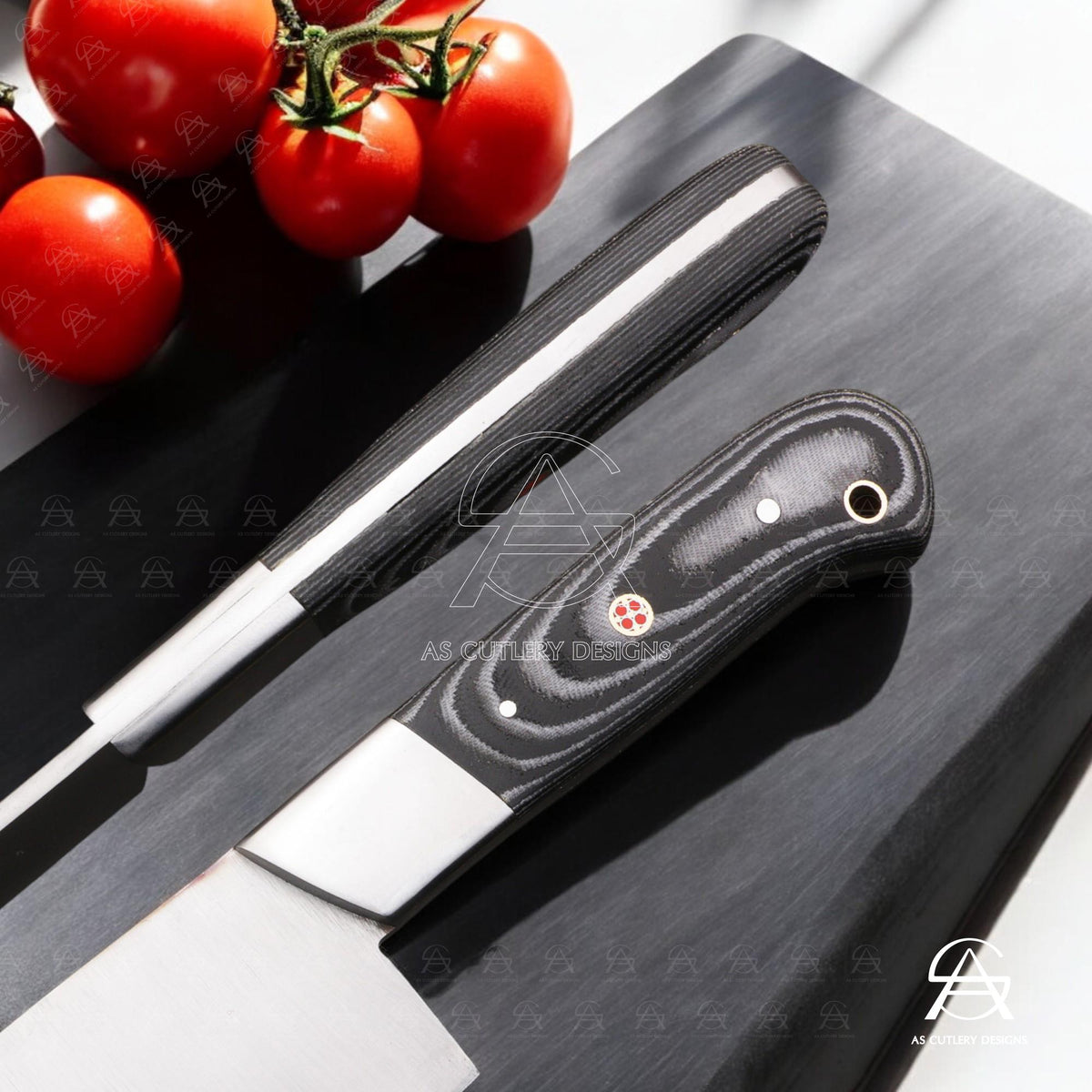 Hand-Forged Chef Knife Set | J2 Steel, G10 Micarta Handles, Leather Sheath