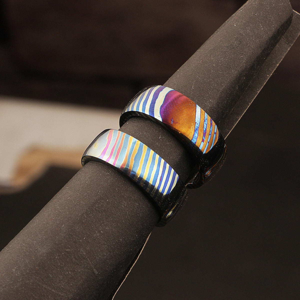 Handmade Steel Inlay timascus Couple Wedding Ring Set engagement anniversary