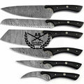 Custom hand made forged damascus steel/chef knives set 6 pcs
