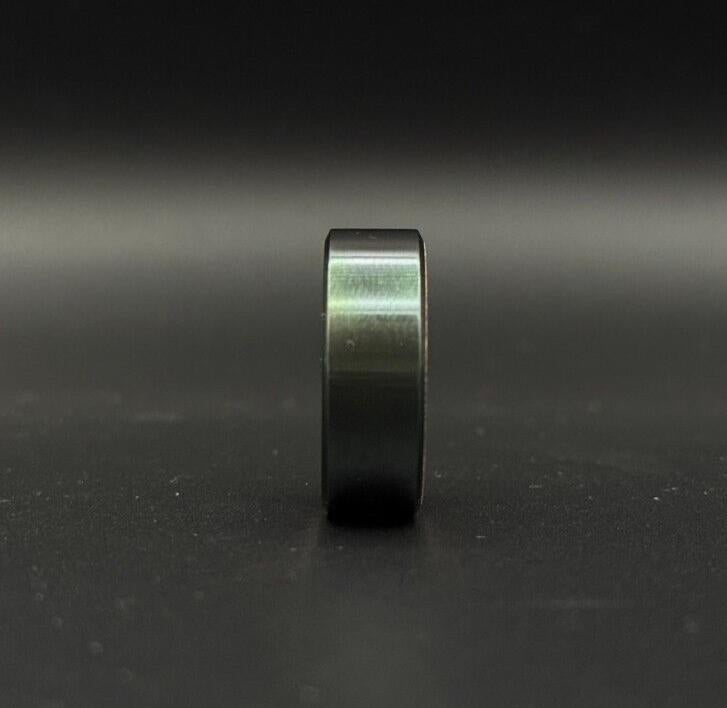 Black Zirconium with Whiskey Barrel wood inlay Handmade Wedding Ring gift ring