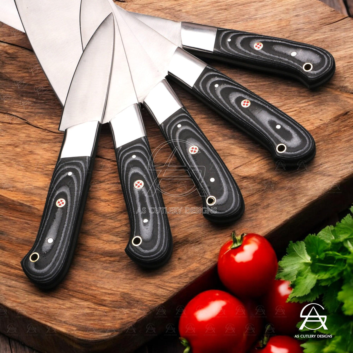 Hand-Forged Chef Knife Set | J2 Steel, G10 Micarta Handles, Leather Sheath