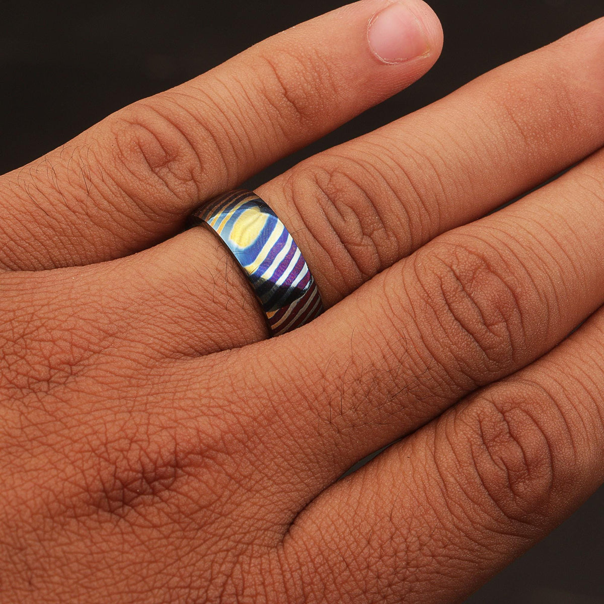 Customized Timascus Ring Mens Engagement Band For Him Titanium Wedding