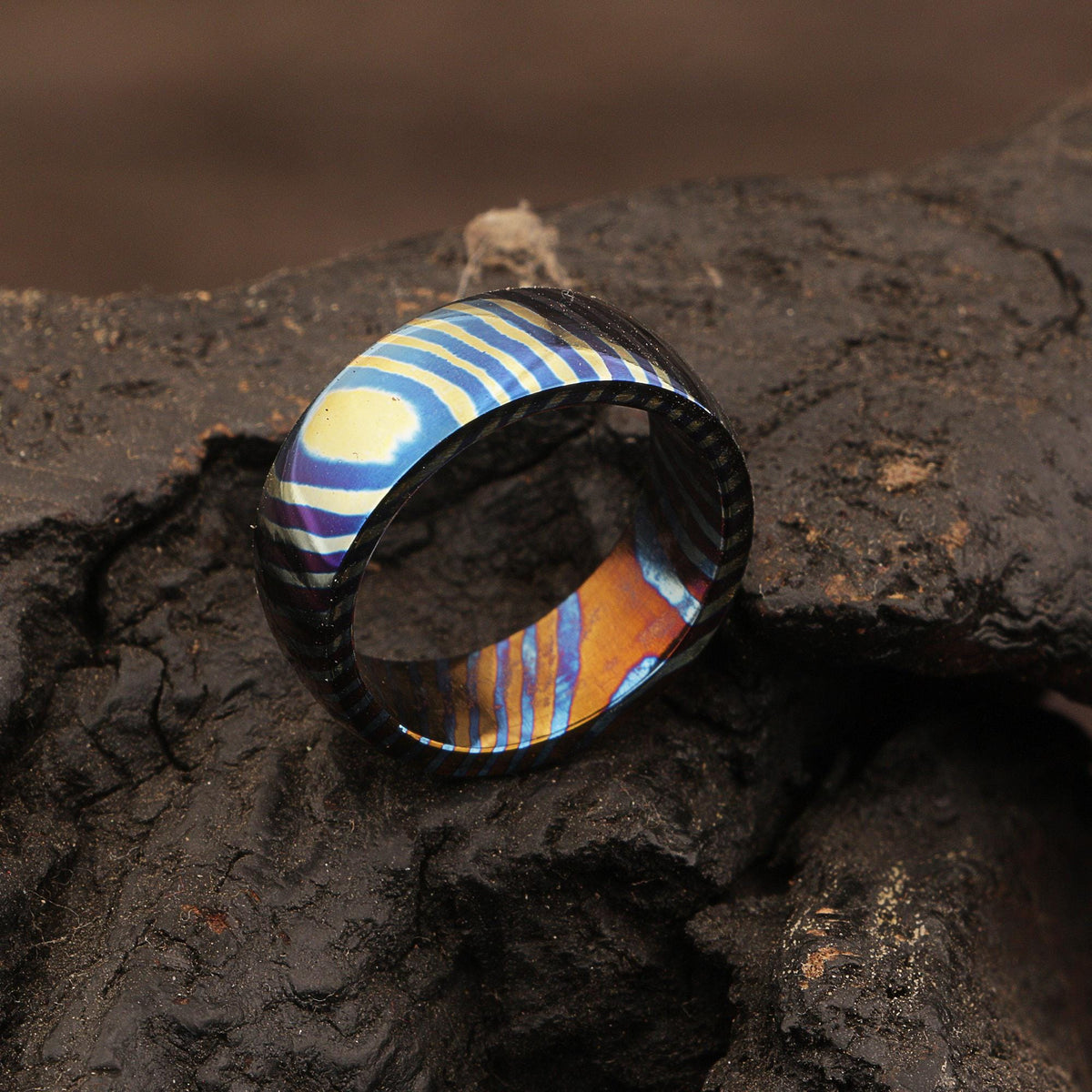 Customized Timascus Ring Mens Engagement Band For Him Titanium Wedding