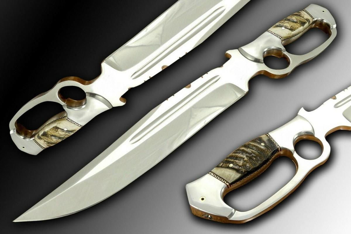 Custom handmade damascus hunting knife and camping knife/Birthday Gift with leather sheath