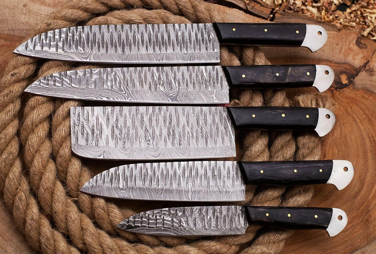 Custom Handmade Damascus Steel Chef Knife Set | Hand Forged Kitchen Knives