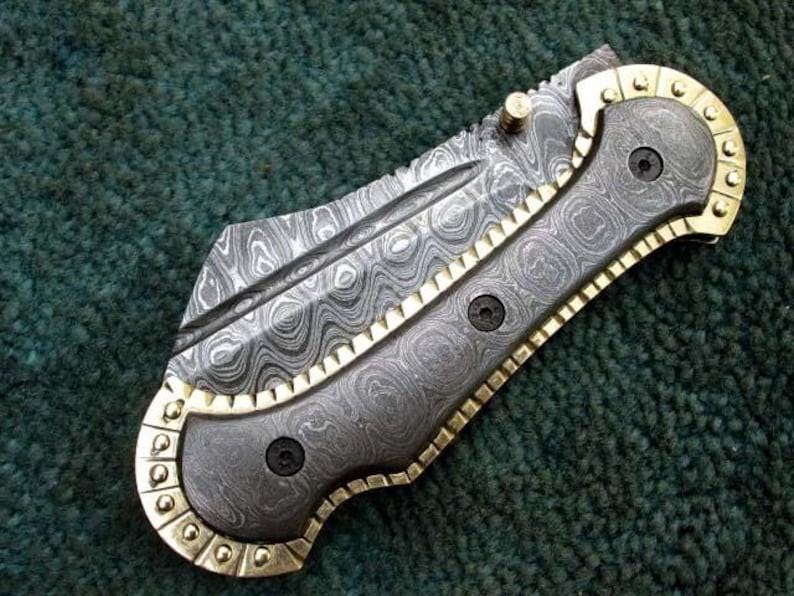 Handmade  Folding Knife - Damascus Steel Pocket Knife - Personalized Gift