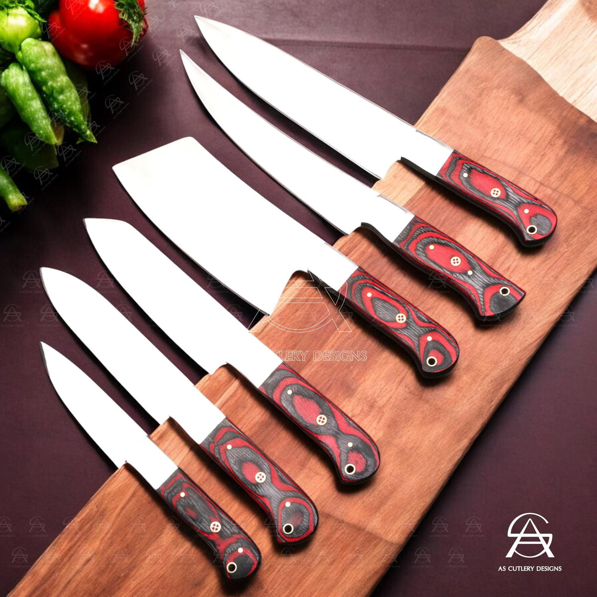 Hand-Forged Chef Knife Set | J2 Stainless Steel, Pakka Wood Handles