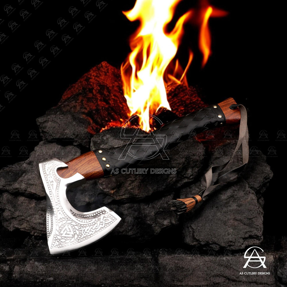 Hand-Forged Viking Axe | 17.5" High Carbon Steel Head | Rosewood Handle with Leather Sheath