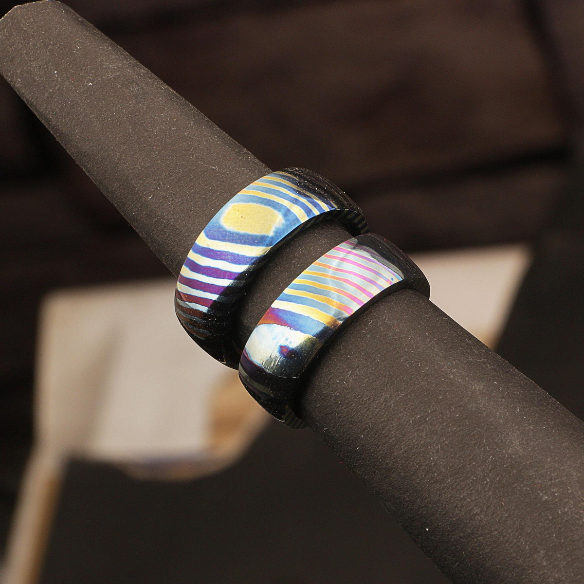 Handmade Steel Inlay timascus Couple Wedding Ring Set engagement anniversary