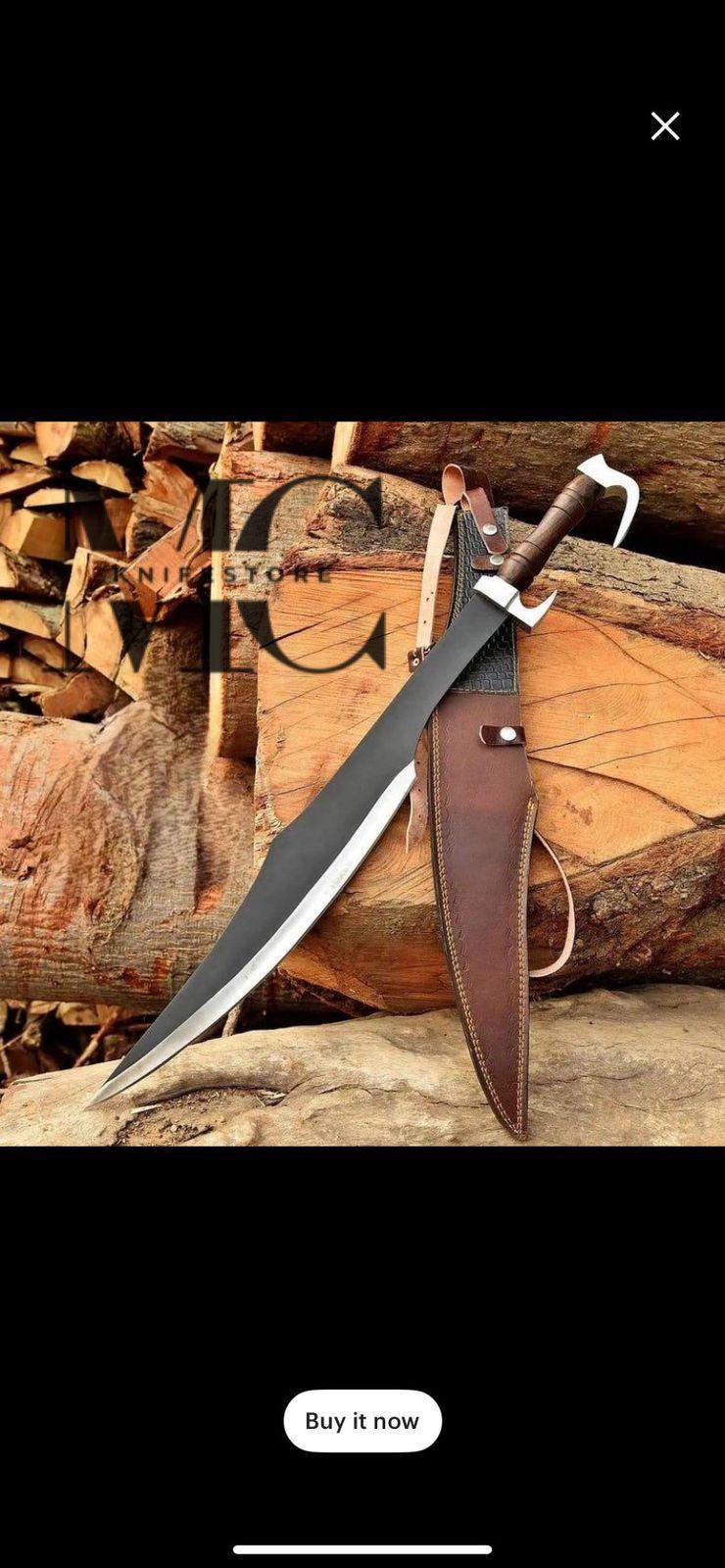 Handmade Spartan Sword Carbon Steel Replica with Leather Sheath 36’’