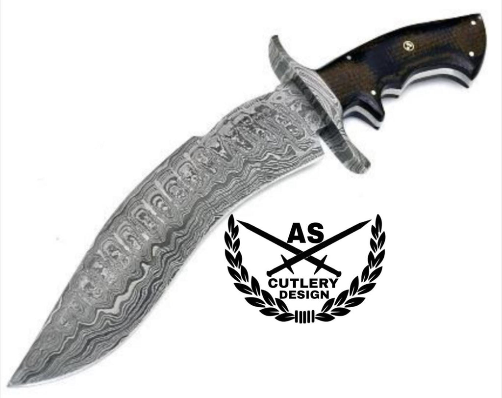 Custom handmade bowie knife with micarta handle