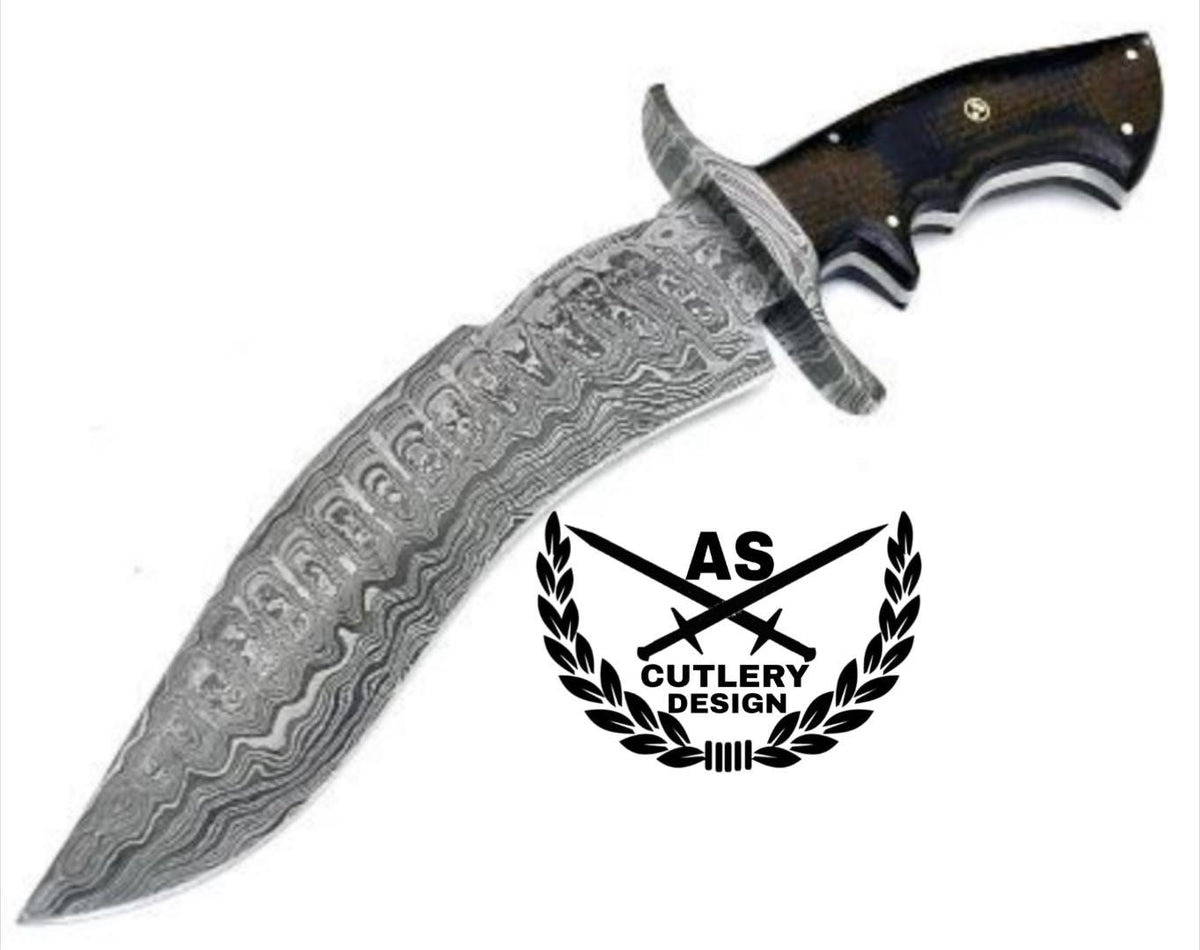 Custom handmade bowie knife with micarta handle