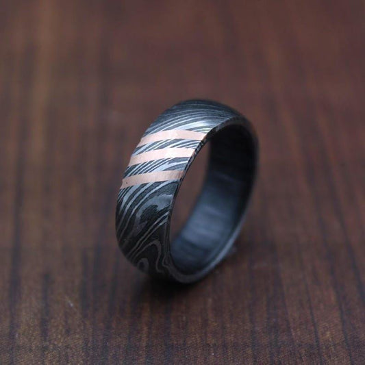 Handmade Damascus Steel Wedding Ring:Christmas gift,birthday gift
