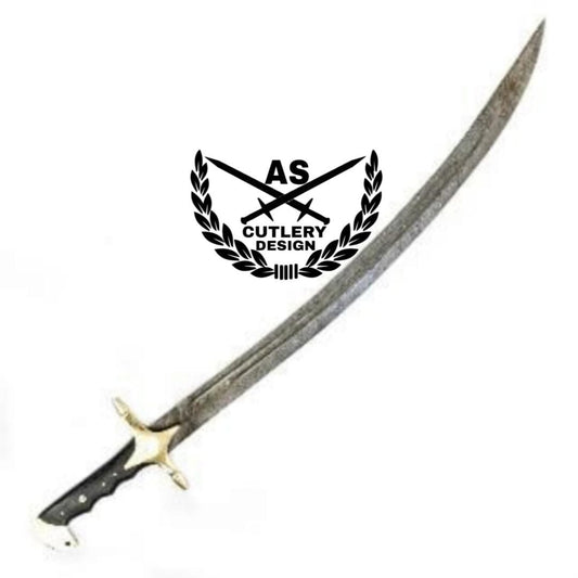 Arabian Scimitar custom handmade Sword- Damascus Steel -37"with leather sheath