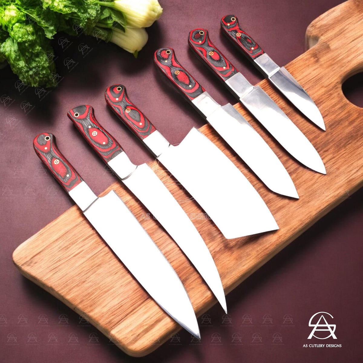 Hand-Forged Chef Knife Set | J2 Stainless Steel, Pakka Wood Handles