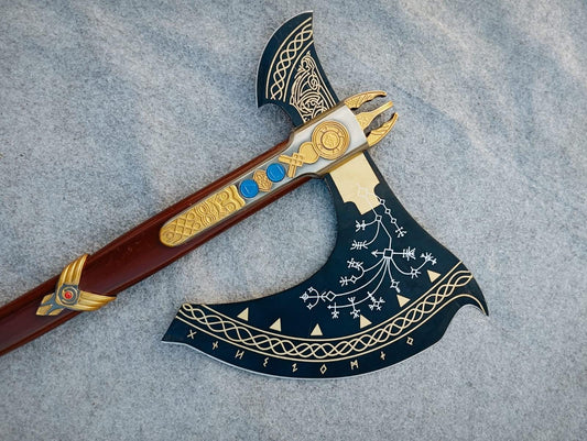 God of War Axe Replica, Leviathan Inspired Norse Axe, God of War Cosplay, Groomsmen Gift for Husband, Birthday Gift for Dad Christmas Gift