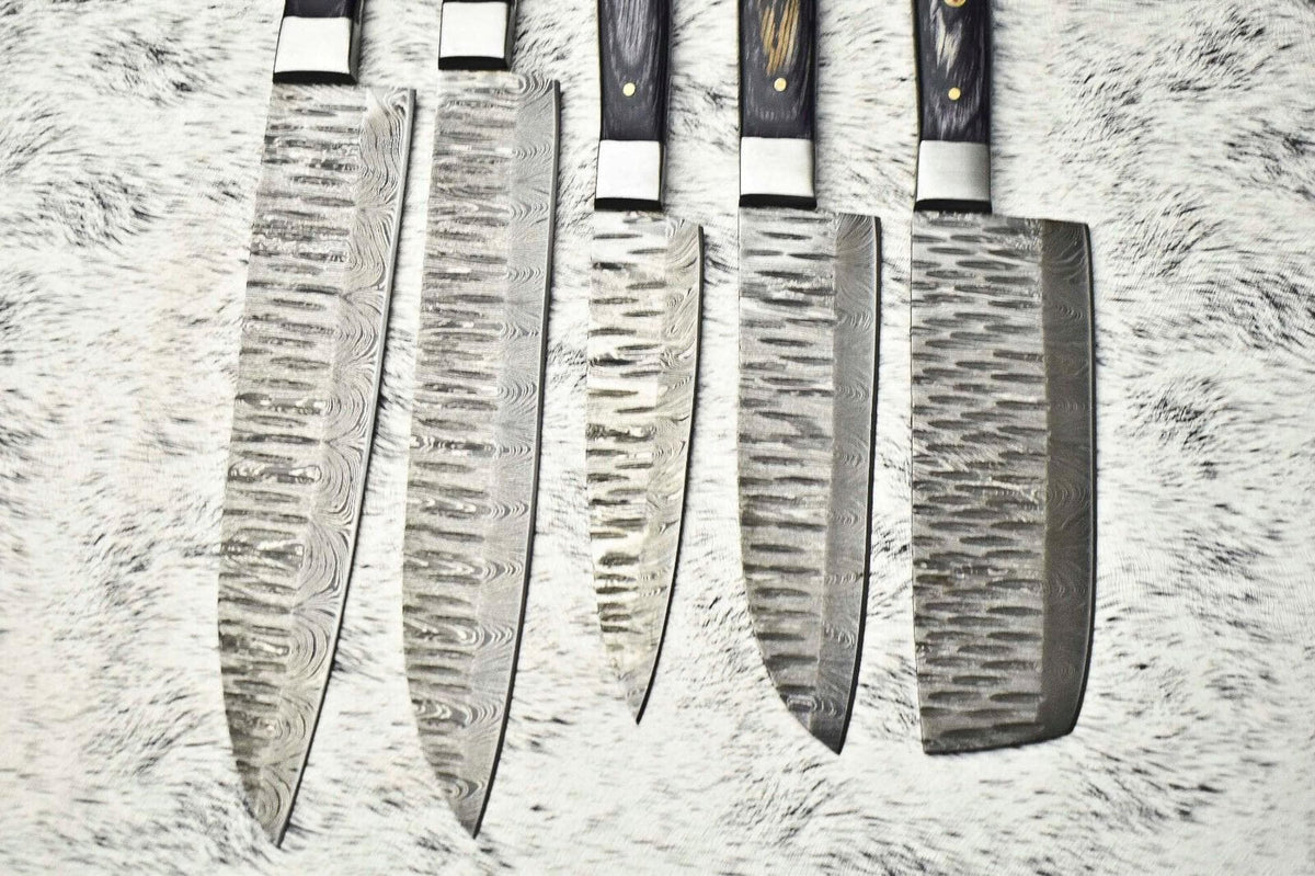 Custom Handmade Damascus Chef Knife Set | 5-Piece Cutlery