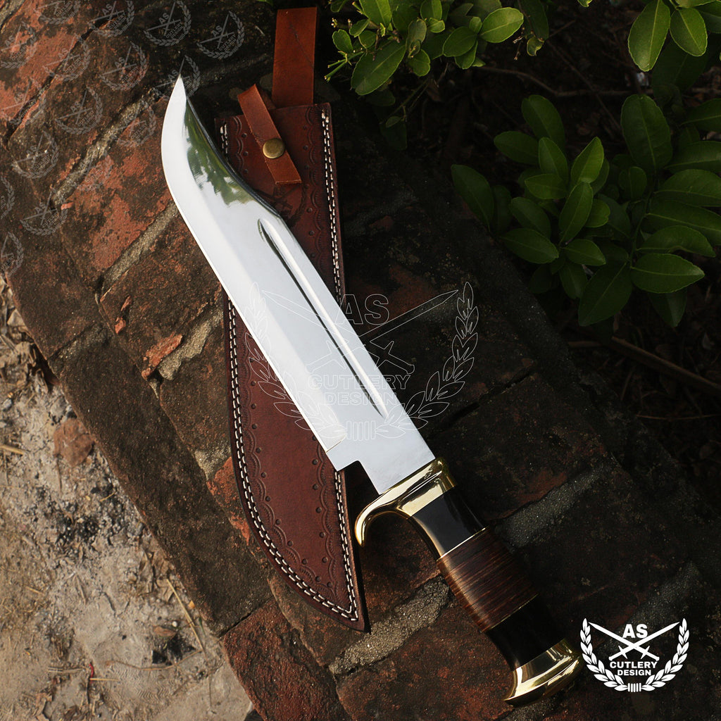 Custom Handmade D2 18" Hunting Crocodile Dundee High Polish Bowie Knife