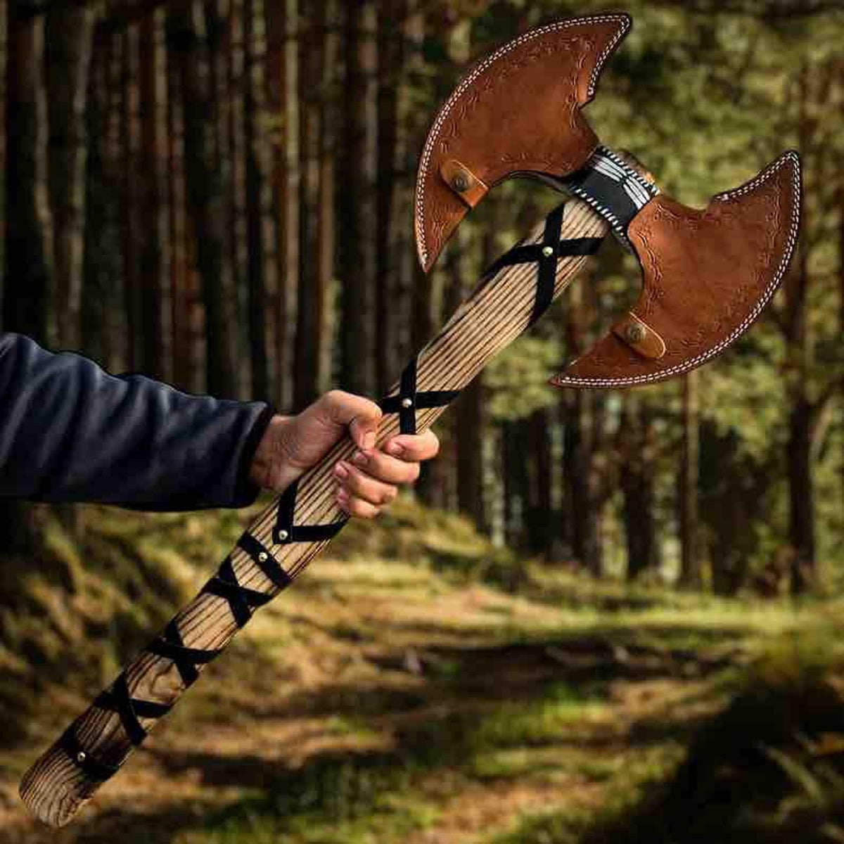 Double Headed Viking Axe , Battle Ready Axe , Handmade Valhalla Axe , Camping Axe . best Axe For Outdoors,Christmas Gift 22”