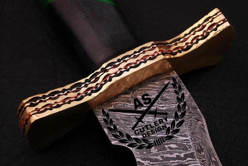 Custom handmade damascus steel sword 30” with leather sheath