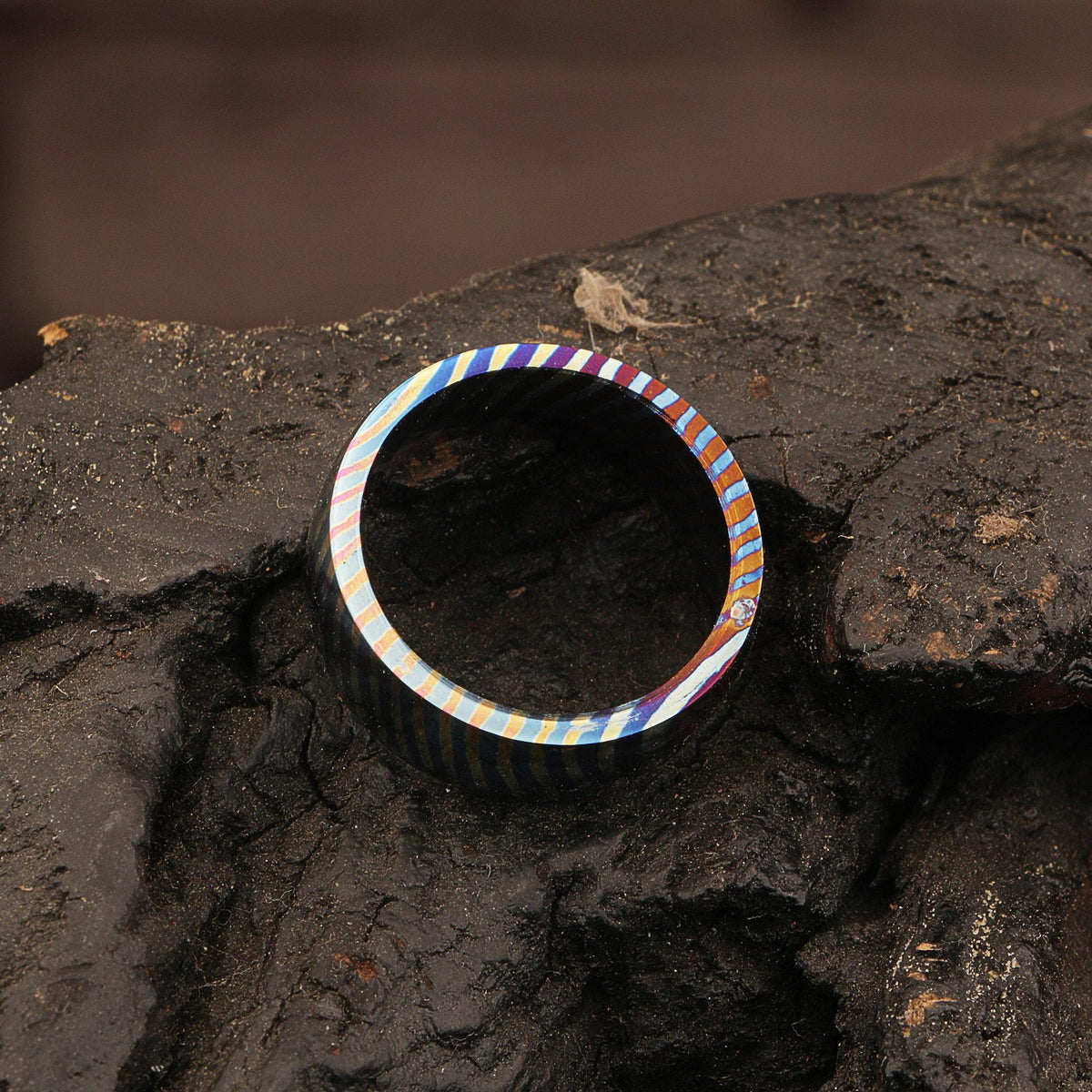 Customized Timascus Ring Mens Engagement Band For Him Titanium Wedding