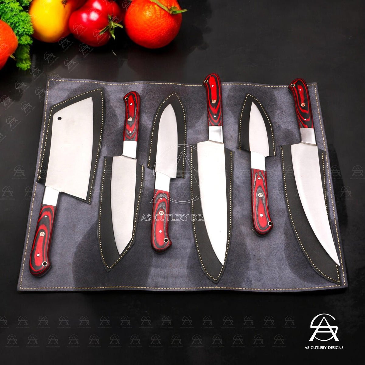 Hand-Forged Chef Knife Set | J2 Stainless Steel, Pakka Wood Handles