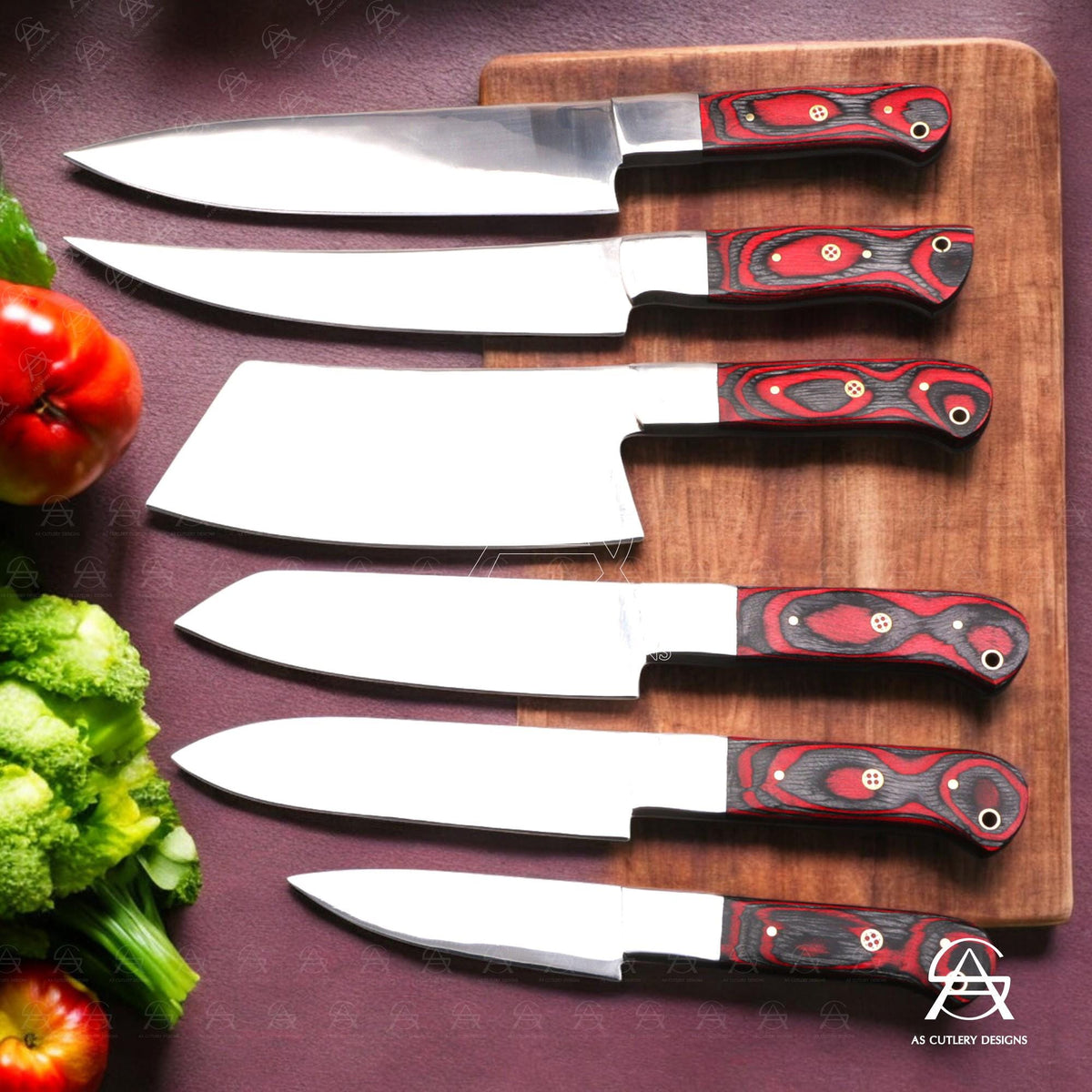 Hand-Forged Chef Knife Set | J2 Stainless Steel, Pakka Wood Handles