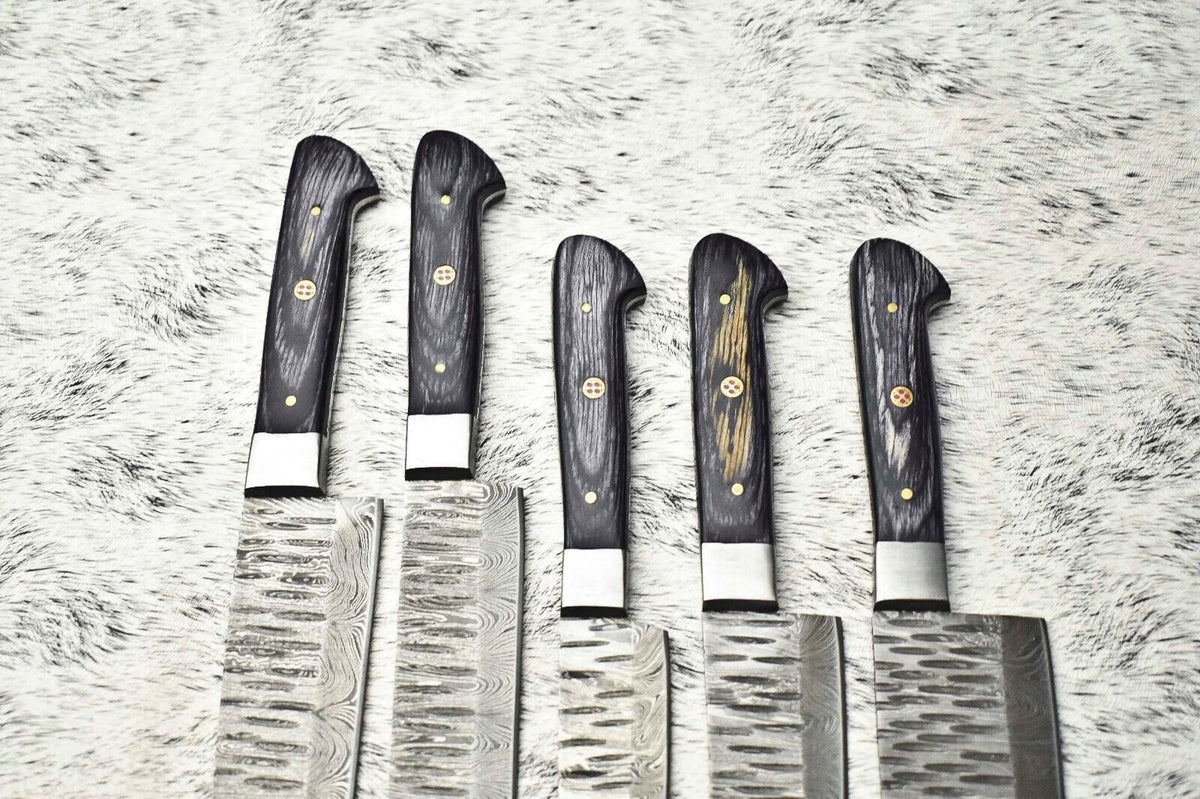 Custom Handmade Damascus Chef Knife Set | 5-Piece Cutlery