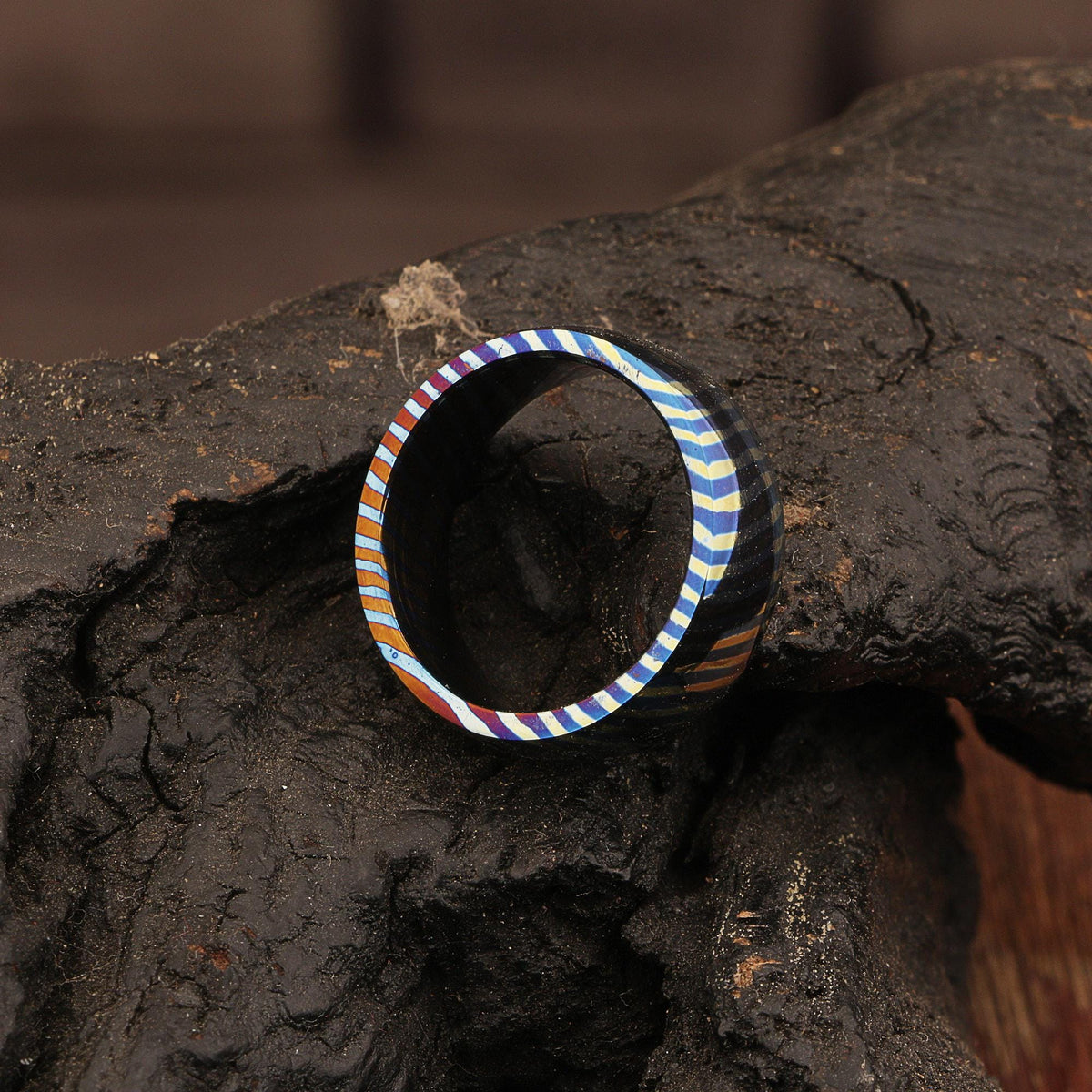 Customized Timascus Ring Mens Engagement Band For Him Titanium Wedding
