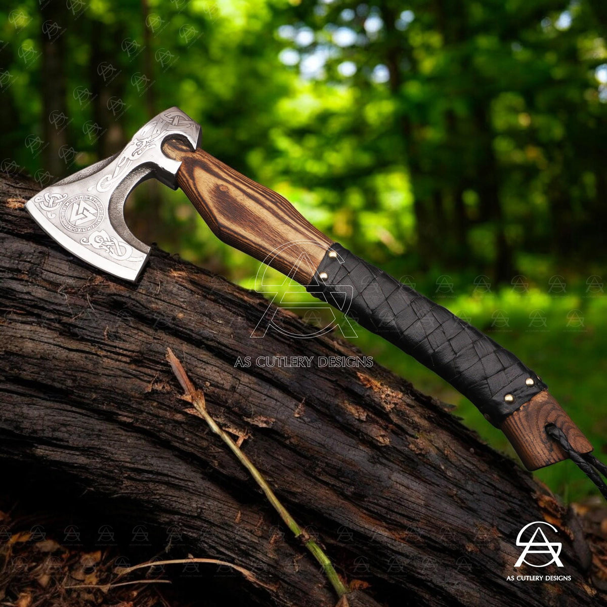 Hand Forged Viking Axe 18” High Carbon Steel Ash Wood Handle with Leather Sheath