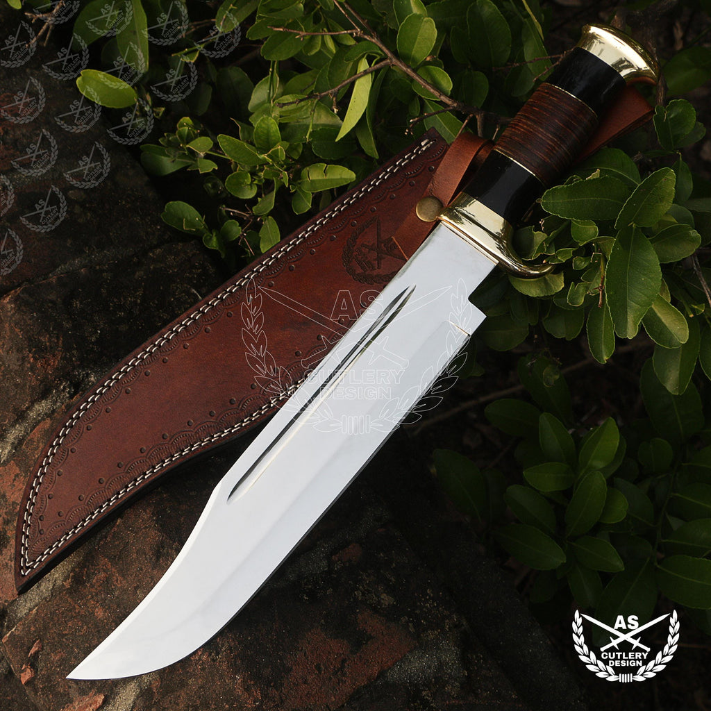 Custom Handmade D2 18" Hunting Crocodile Dundee High Polish Bowie Knife