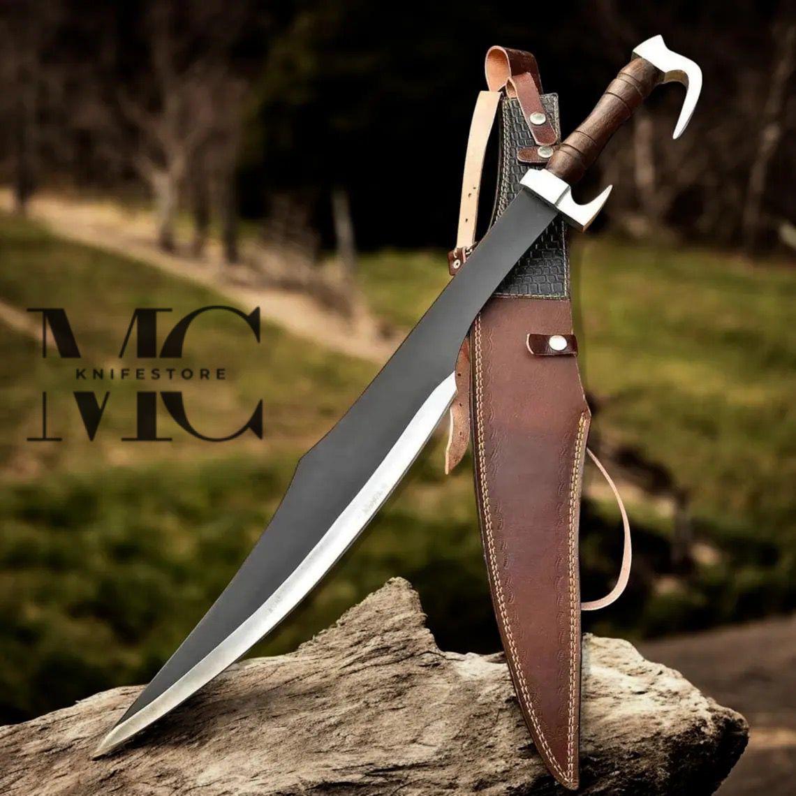 Handmade Spartan Sword Carbon Steel Replica with Leather Sheath 36’’