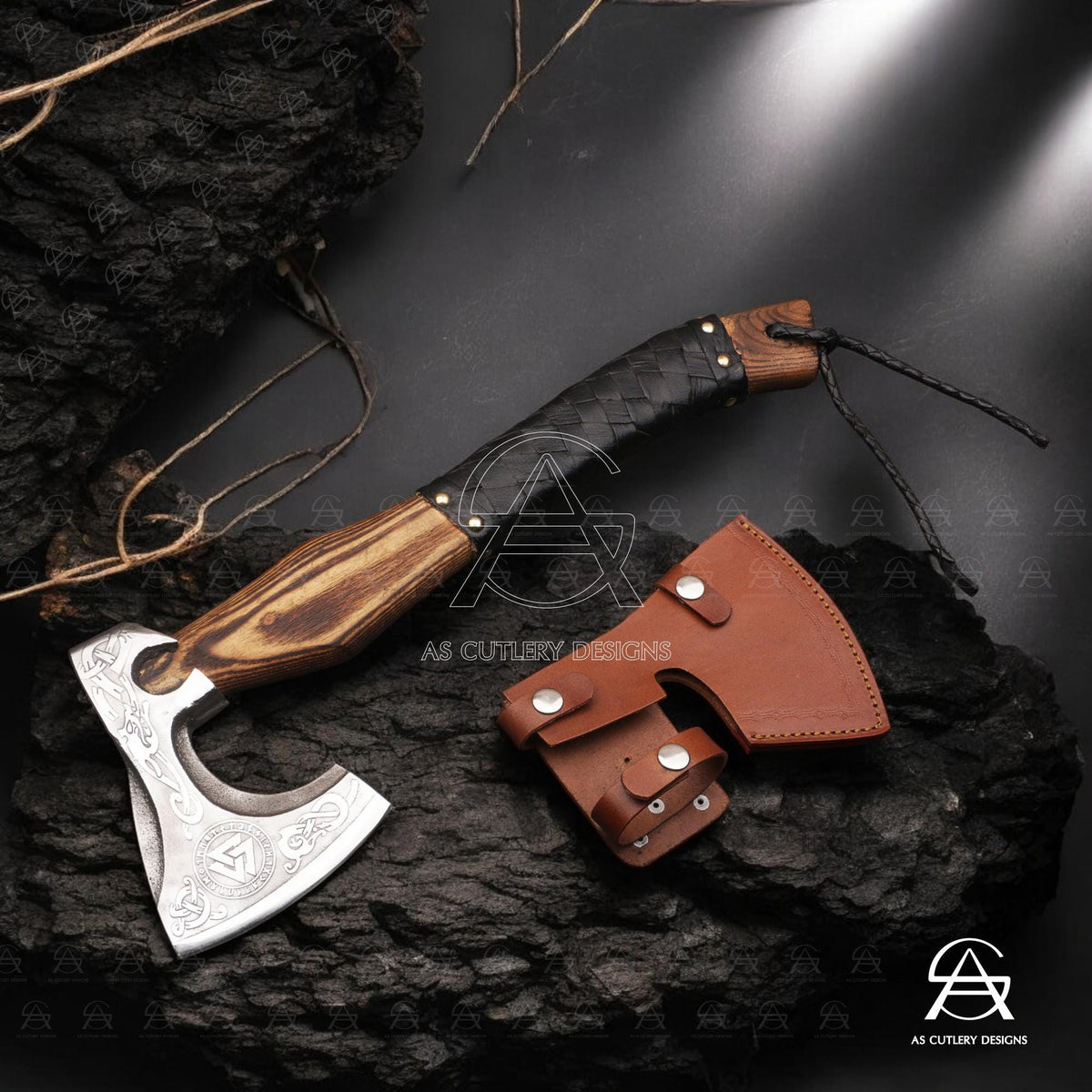 Hand Forged Viking Axe 18” High Carbon Steel Ash Wood Handle with Leather Sheath