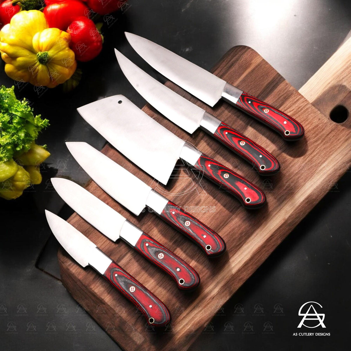 Hand-Forged Chef Knife Set | J2 Stainless Steel, Pakka Wood Handles