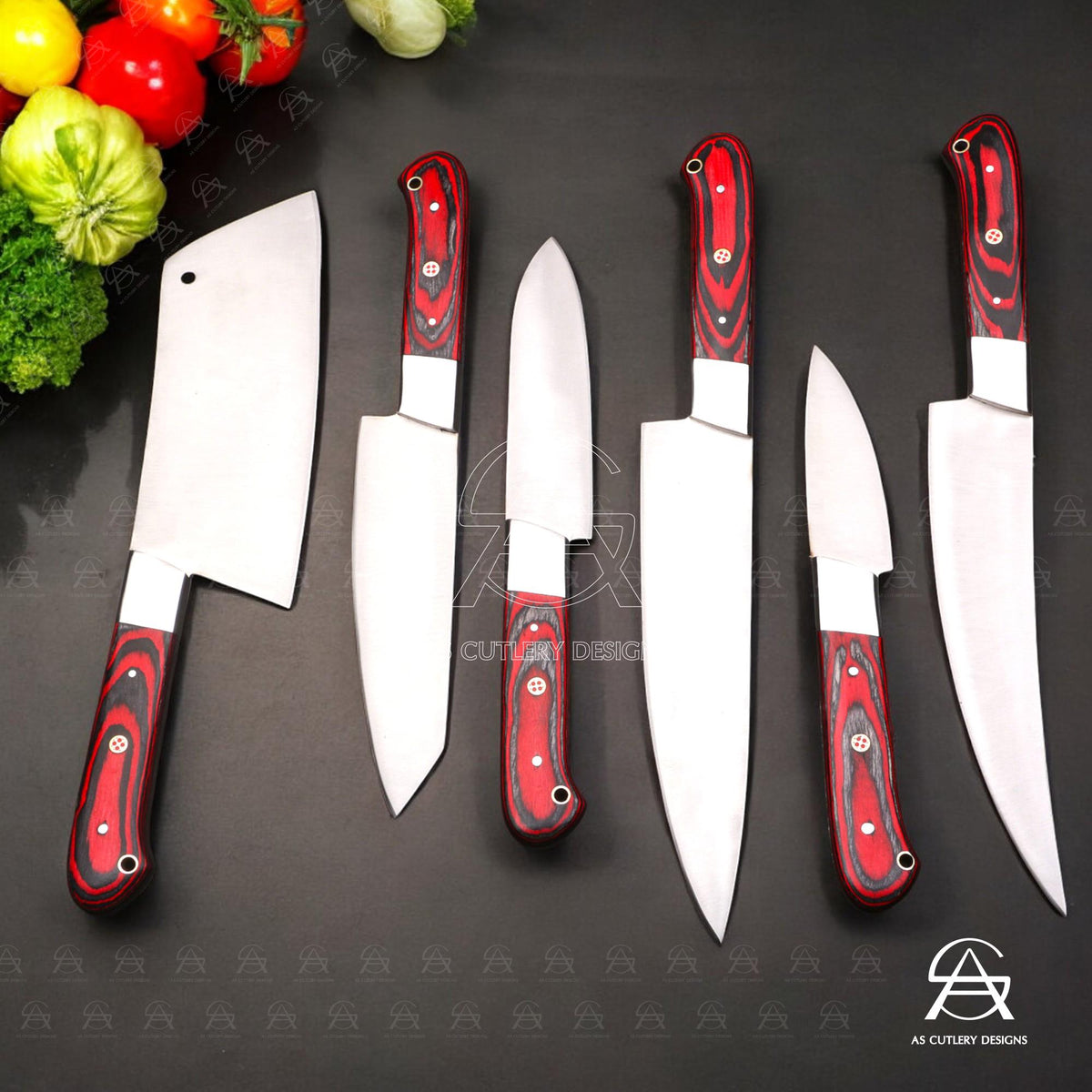 Hand-Forged Chef Knife Set | J2 Stainless Steel, Pakka Wood Handles
