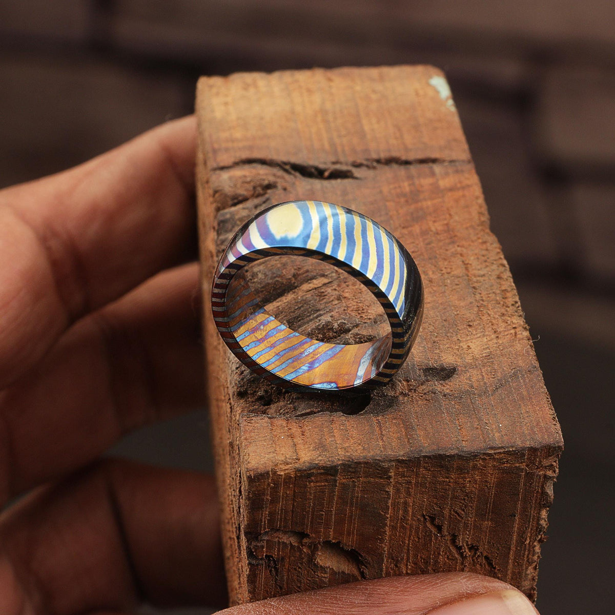 Customized Timascus Ring Mens Engagement Band For Him Titanium Wedding