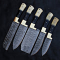 5 Pcs Custom Handmade Damascus Steel Chef Knife Set | Full Tang Kitchen Knives Gift Set | Premium Forged Cooking Blades