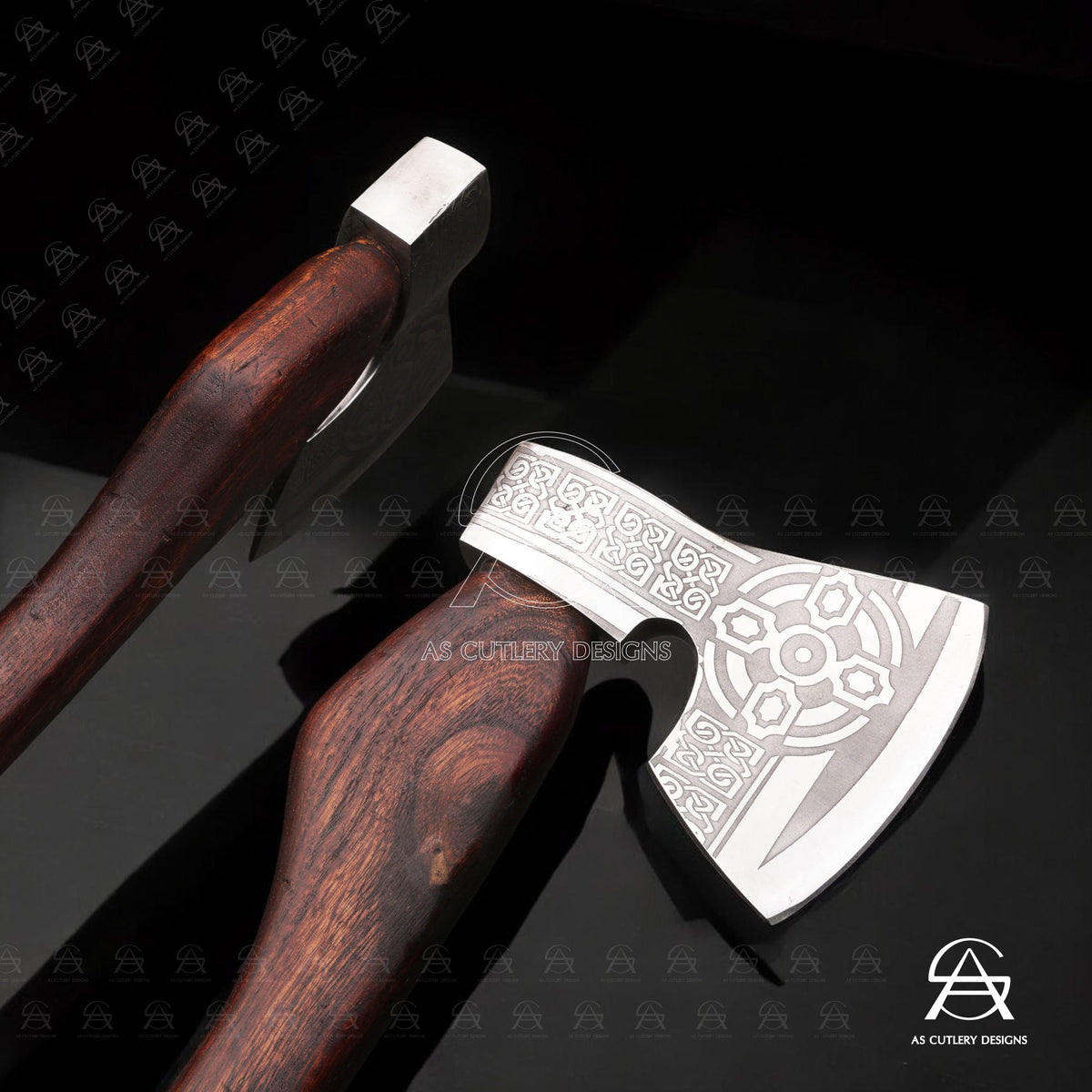 Hand-Forged Viking Axe | 17.5" High Carbon Steel | Rosewood Handle with Leather Sheath